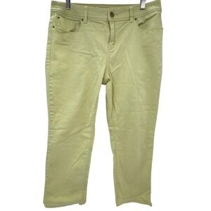 Chicos Platinum Ultimate Fit Jeans Women 2 Regular Lime Green Straight Leg
